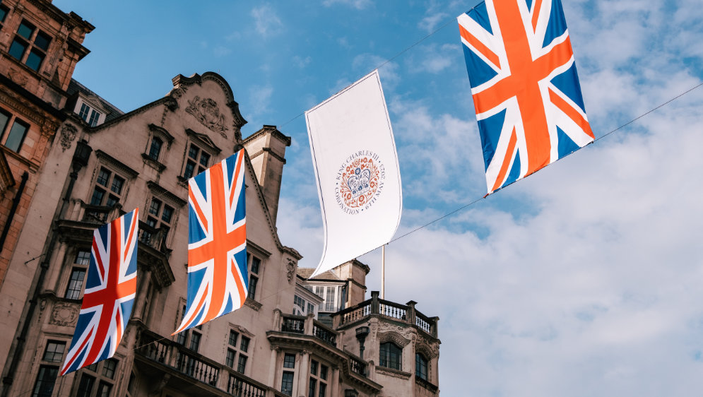 Flags celebrating King Charles III coronation