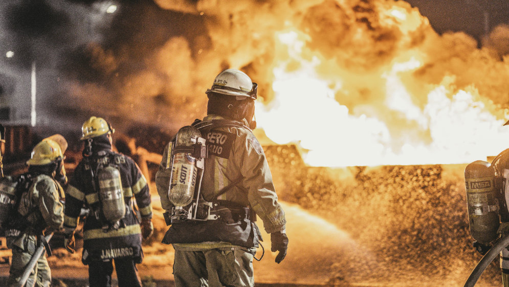 Firemen fighting a fire